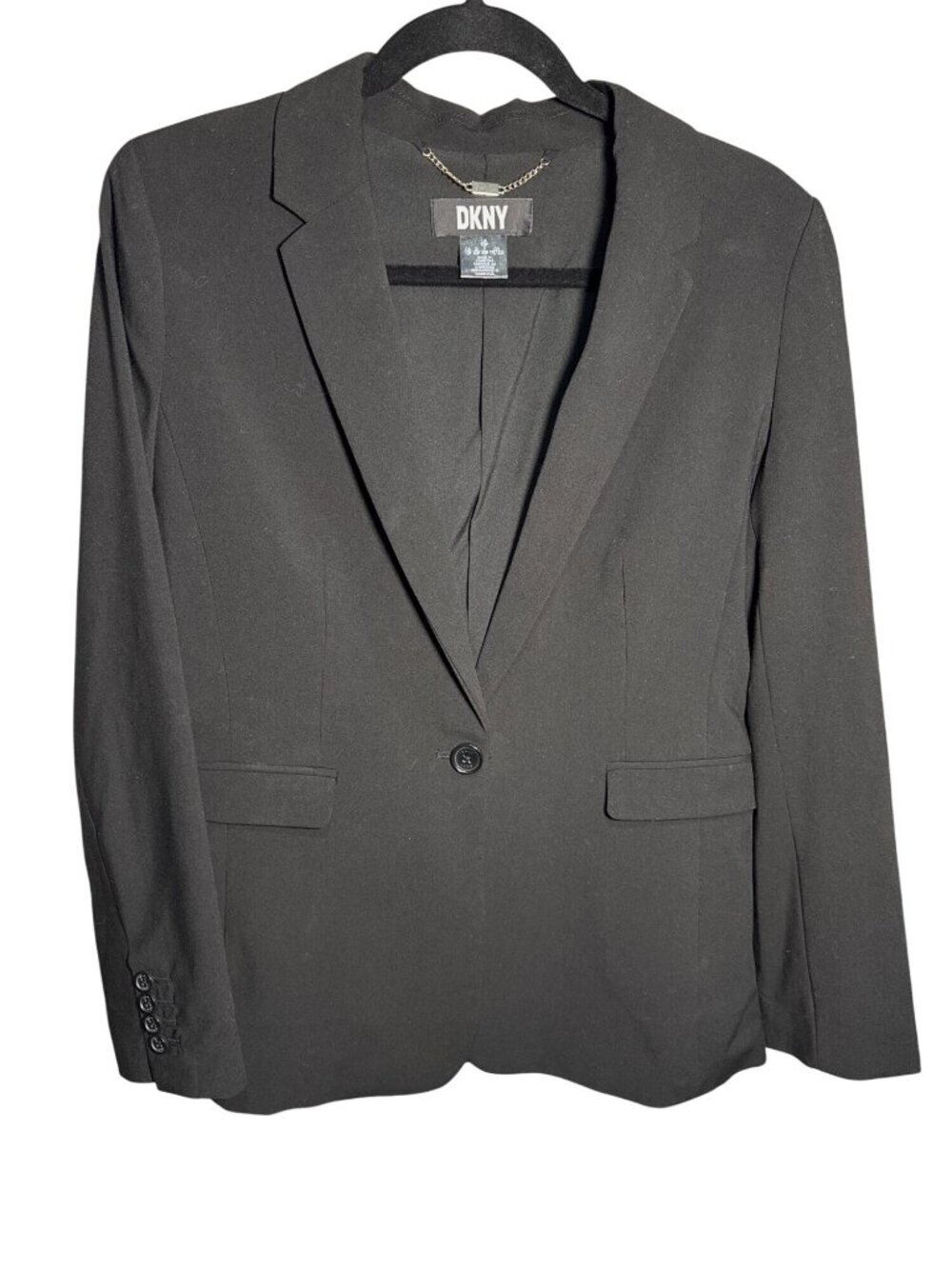 NWOT DKNY Petite Black One-Button Blazer Size 10 MSRP $129
